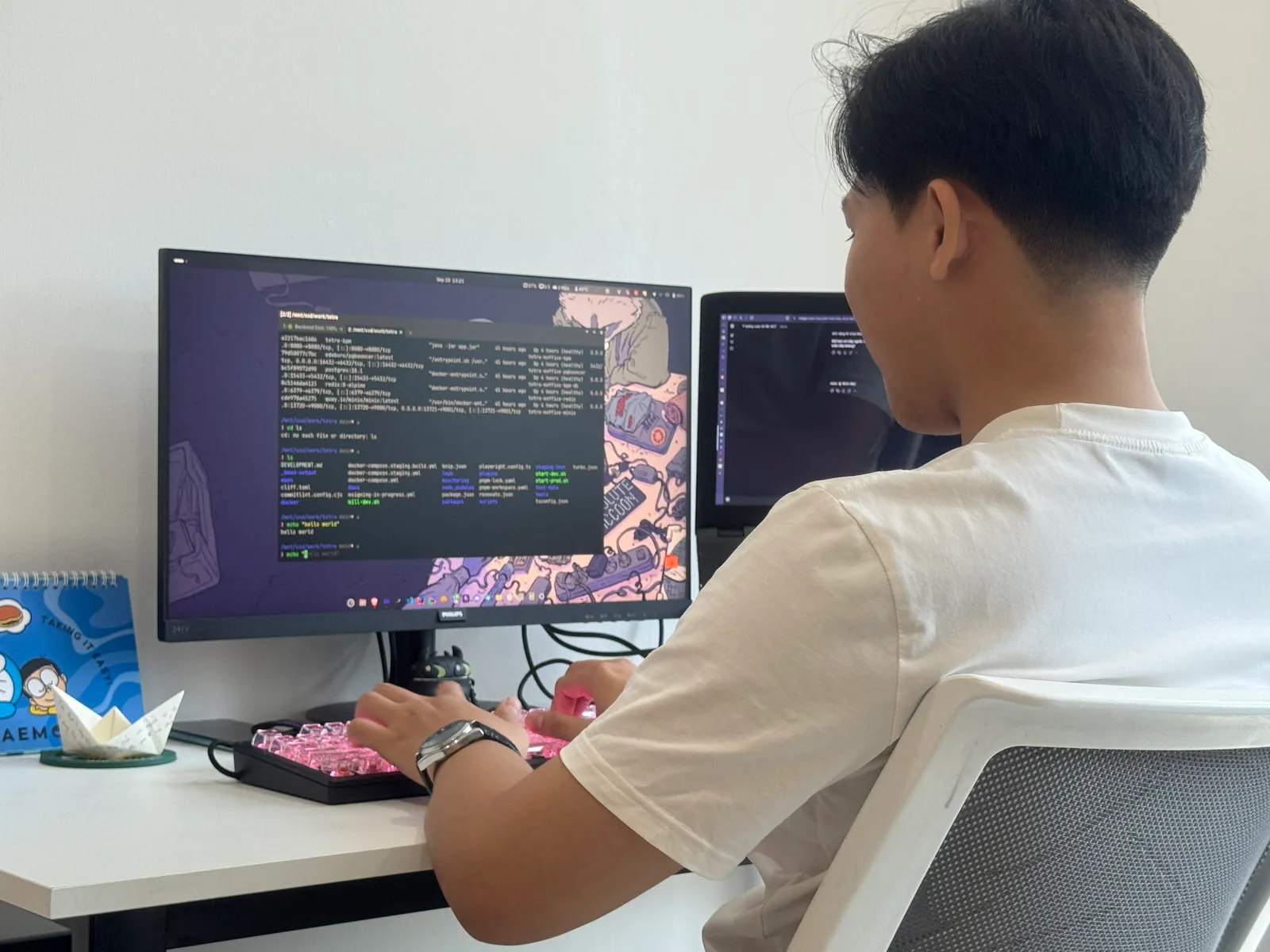 FIX Partner software developer working at an office workstation